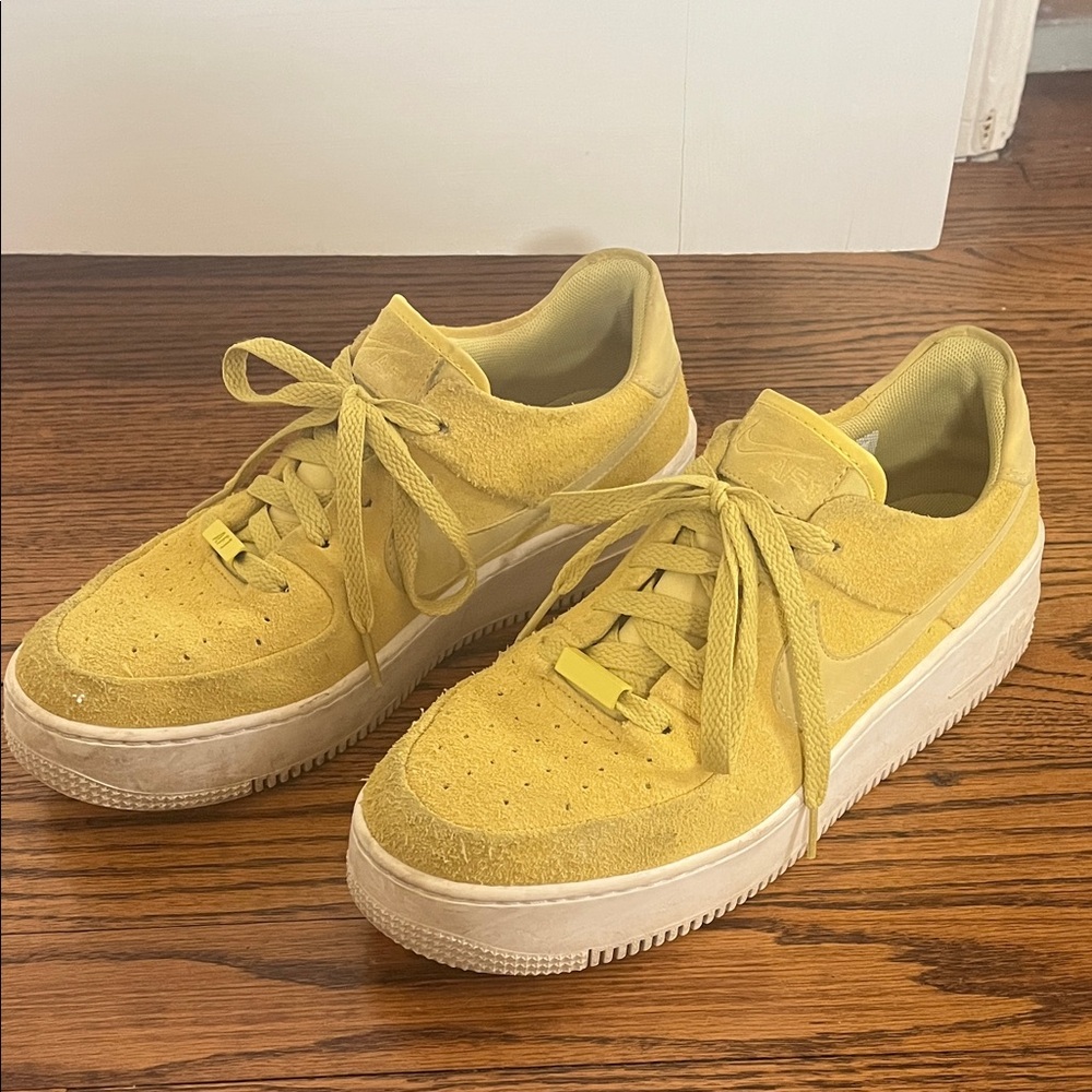 Nike Women’s Air Force 1s Yellow Suede Platform Sneakers